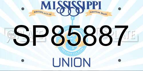 SP85887 Mississippi License Plate