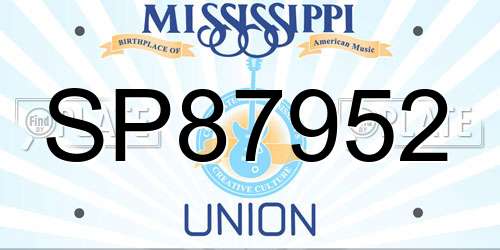 SP87952 Mississippi License Plate