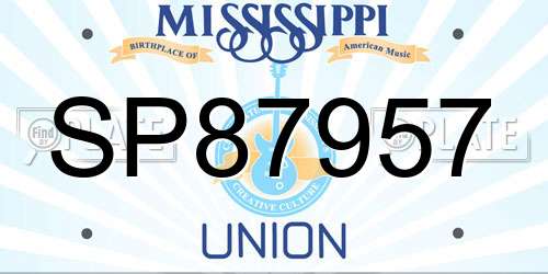 SP87957 Mississippi License Plate