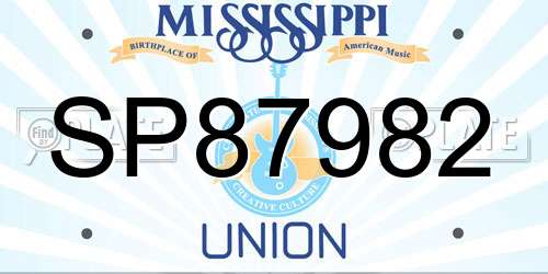 SP87982 Mississippi License Plate
