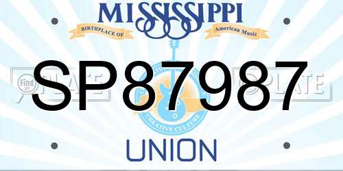 SP87987 Mississippi License Plate