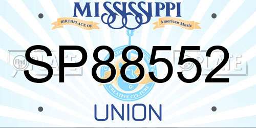 SP88552 Mississippi License Plate