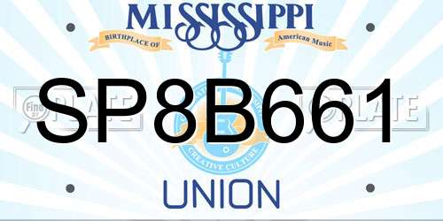 SP8B661 Mississippi License Plate