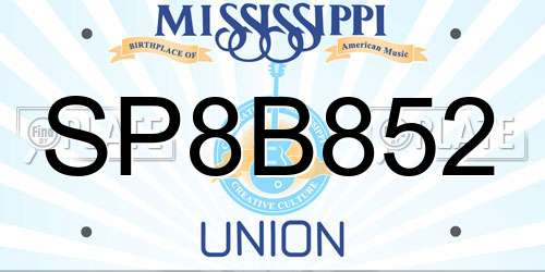 SP8B852 Mississippi License Plate