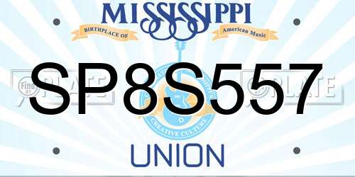 SP8S557 Mississippi License Plate