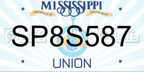 SP8S587 Mississippi License Plate