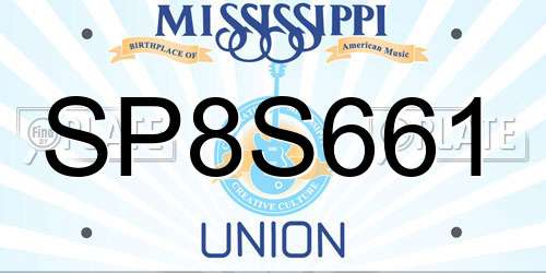 SP8S661 Mississippi License Plate