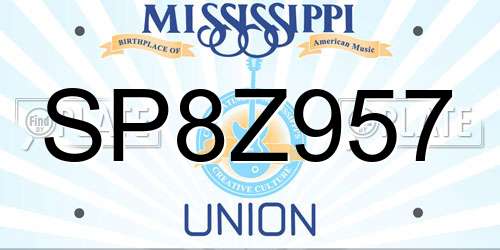 SP8Z957 Mississippi License Plate