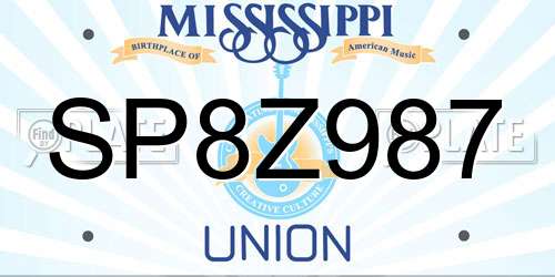 SP8Z987 Mississippi License Plate