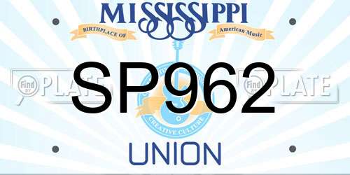 SP962 Mississippi License Plate