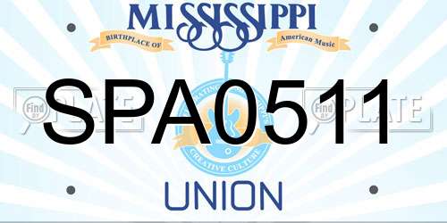 SPA0511 Mississippi License Plate