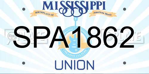 SPA1862 Mississippi License Plate