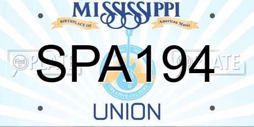 SPA194 Mississippi License Plate