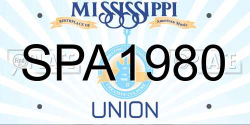 SPA1980 Mississippi License Plate
