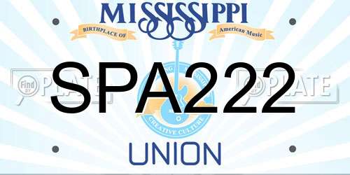 SPA222 Mississippi License Plate