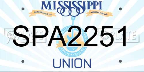 SPA2251 Mississippi License Plate