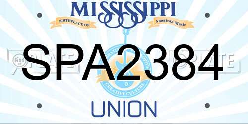 SPA2384 Mississippi License Plate