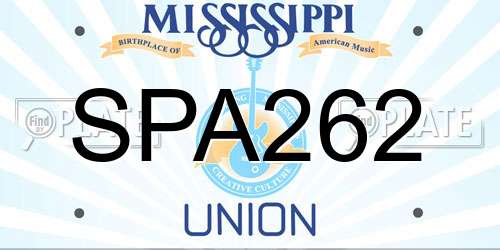 SPA262 Mississippi License Plate