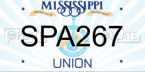 SPA267 Mississippi License Plate