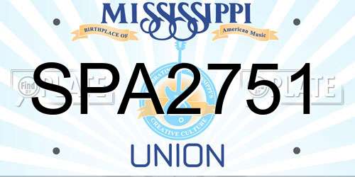 SPA2751 Mississippi License Plate