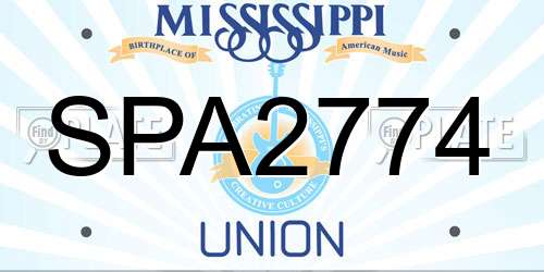 SPA2774 Mississippi License Plate