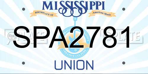 SPA2781 Mississippi License Plate