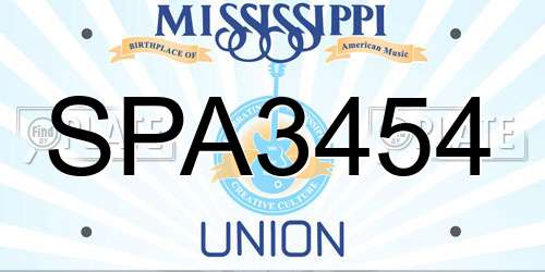 SPA3454 Mississippi License Plate