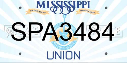 SPA3484 Mississippi License Plate