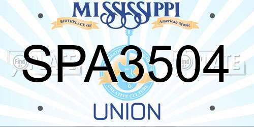 SPA3504 Mississippi License Plate