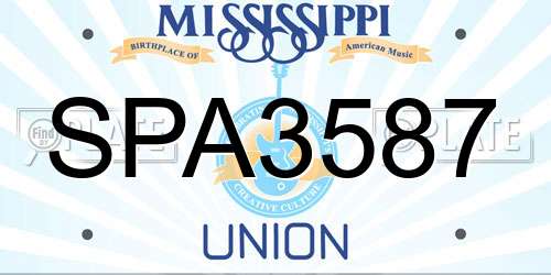 SPA3587 Mississippi License Plate