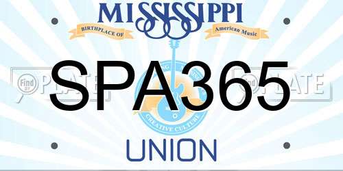 SPA365 Mississippi License Plate