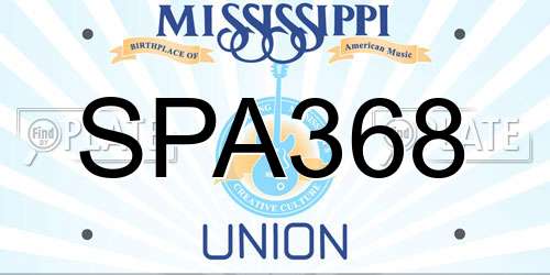SPA368 Mississippi License Plate