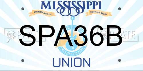 SPA36B Mississippi License Plate