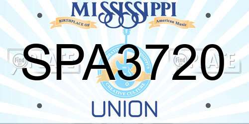SPA3720 Mississippi License Plate