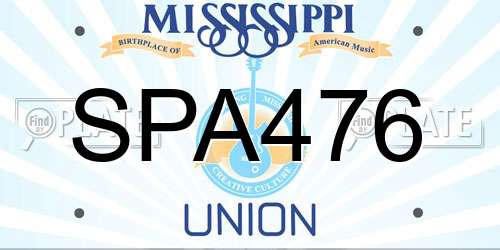SPA476 Mississippi License Plate