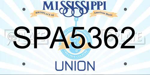 SPA5362 Mississippi License Plate