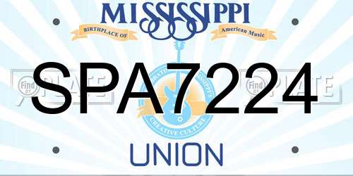SPA7224 Mississippi License Plate