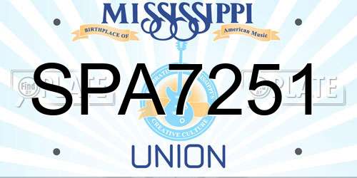 SPA7251 Mississippi License Plate