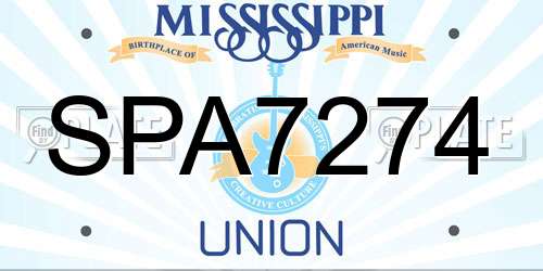 SPA7274 Mississippi License Plate