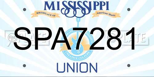 SPA7281 Mississippi License Plate
