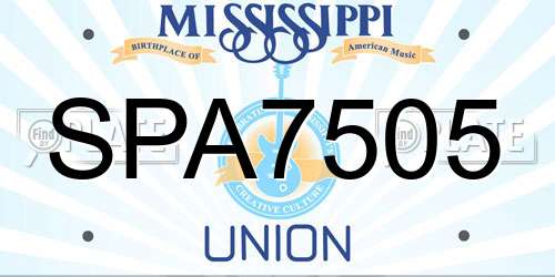 SPA7505 Mississippi License Plate