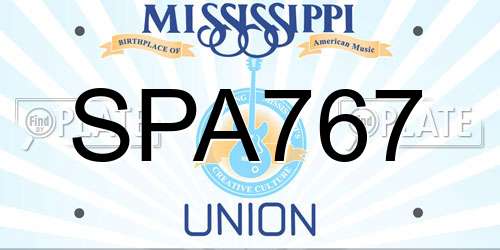 SPA767 Mississippi License Plate