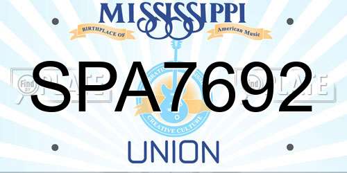 SPA7692 Mississippi License Plate