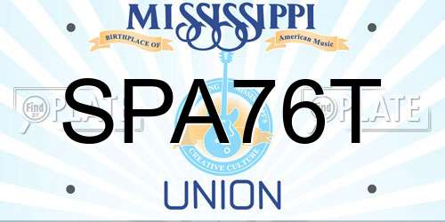 SPA76T Mississippi License Plate