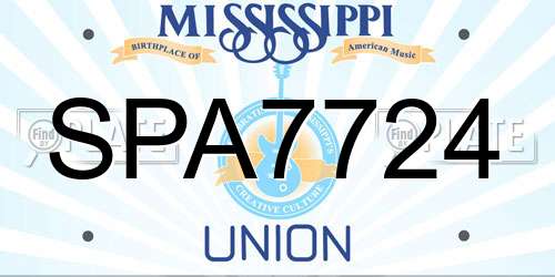 SPA7724 Mississippi License Plate