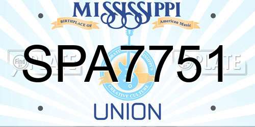 SPA7751 Mississippi License Plate