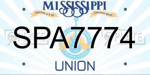 SPA7774 Mississippi License Plate