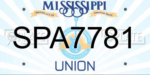 SPA7781 Mississippi License Plate