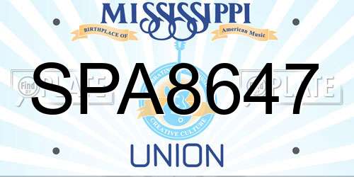 SPA8647 Mississippi License Plate