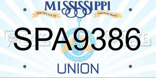 SPA9386 Mississippi License Plate